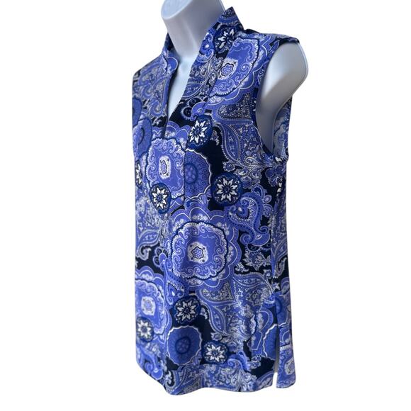 Jude Connally Sleeveless Paisley Pullover Top with Same Fabric Wide Trim size S - Picture 6 of 12